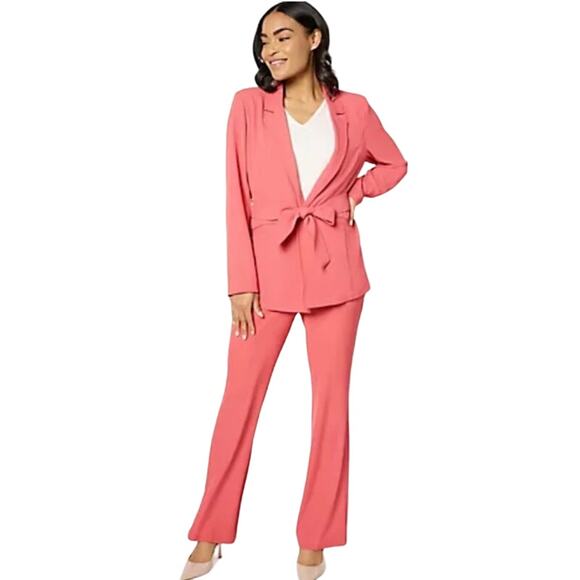 QVC BEAUTIFUL by Lawrence Zarian Belted Blazer CLAY NWOT SIZE L - Picture 3 of 9